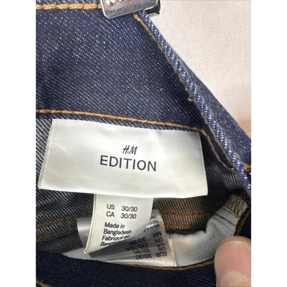 H&M Edition Selvedge Jeans 30x30 Slim Fit Raw Denim Dark Wash Mens - Picture 6 of 8